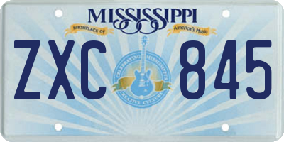 MS license plate ZXC845