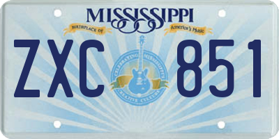 MS license plate ZXC851