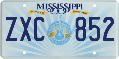 MS license plate ZXC852