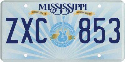 MS license plate ZXC853