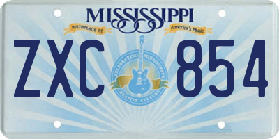 MS license plate ZXC854