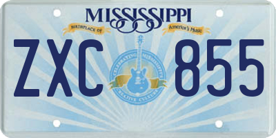 MS license plate ZXC855