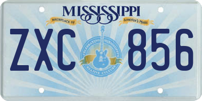 MS license plate ZXC856