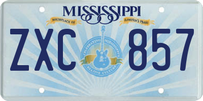 MS license plate ZXC857
