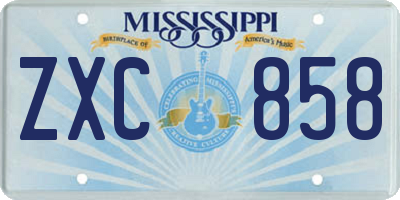 MS license plate ZXC858