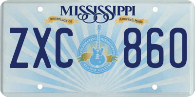 MS license plate ZXC860