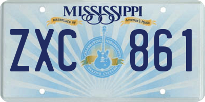 MS license plate ZXC861