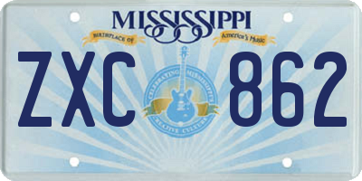 MS license plate ZXC862