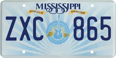 MS license plate ZXC865