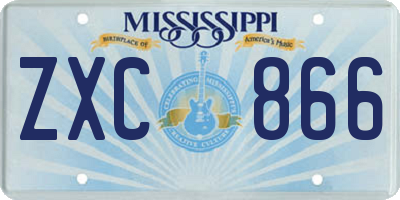 MS license plate ZXC866
