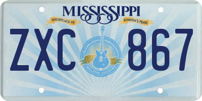 MS license plate ZXC867