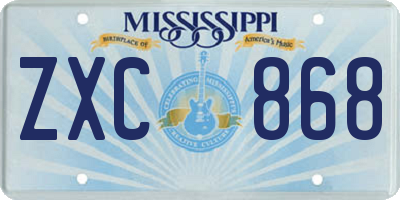 MS license plate ZXC868