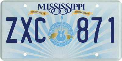 MS license plate ZXC871