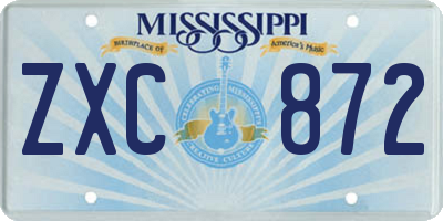 MS license plate ZXC872