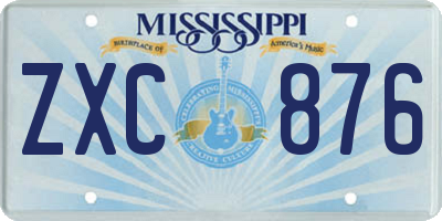 MS license plate ZXC876