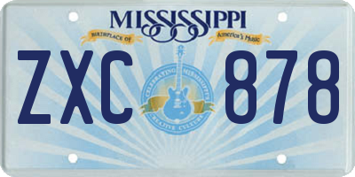 MS license plate ZXC878