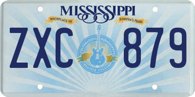 MS license plate ZXC879