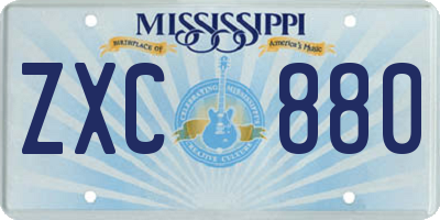 MS license plate ZXC880