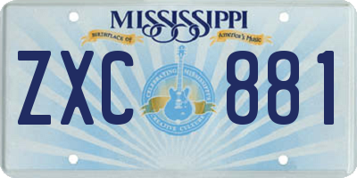 MS license plate ZXC881