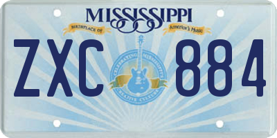 MS license plate ZXC884