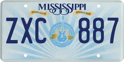 MS license plate ZXC887