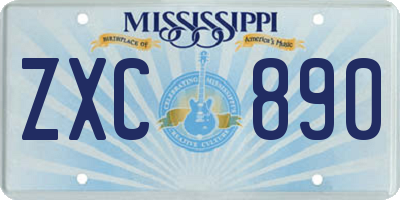 MS license plate ZXC890