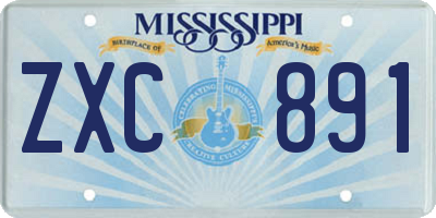 MS license plate ZXC891
