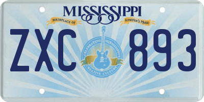 MS license plate ZXC893