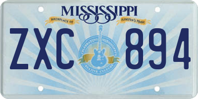 MS license plate ZXC894