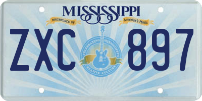 MS license plate ZXC897