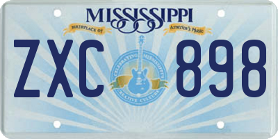 MS license plate ZXC898
