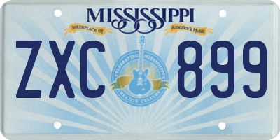 MS license plate ZXC899