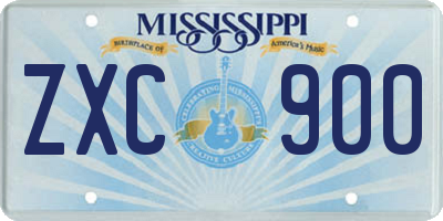 MS license plate ZXC900