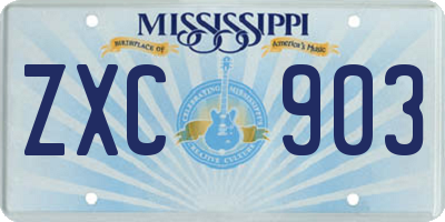 MS license plate ZXC903