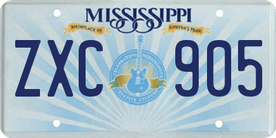 MS license plate ZXC905