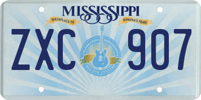 MS license plate ZXC907