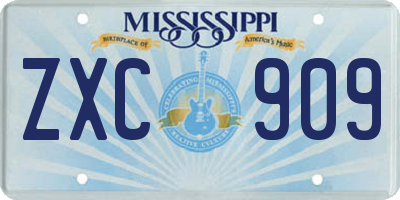 MS license plate ZXC909