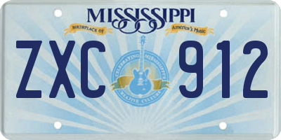 MS license plate ZXC912