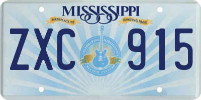 MS license plate ZXC915