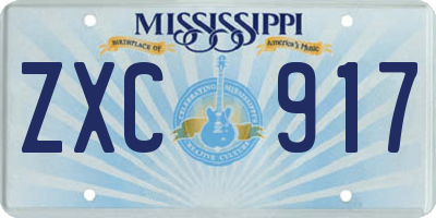 MS license plate ZXC917