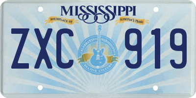 MS license plate ZXC919