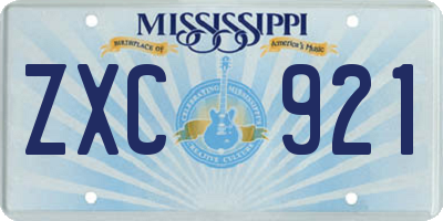 MS license plate ZXC921