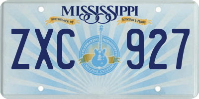 MS license plate ZXC927