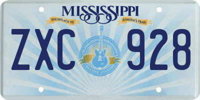 MS license plate ZXC928