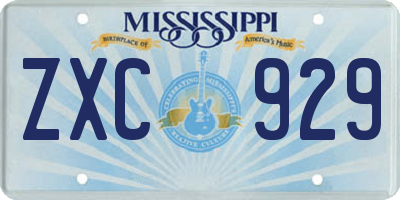 MS license plate ZXC929