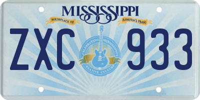 MS license plate ZXC933