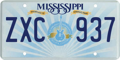 MS license plate ZXC937