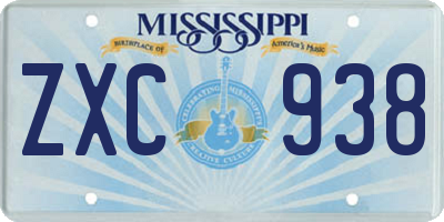 MS license plate ZXC938