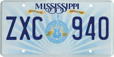 MS license plate ZXC940