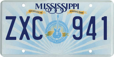 MS license plate ZXC941